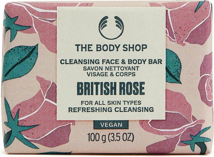 Actual product image The Body Shop British Rose Cleansing Face & Body Bar Exfoliates and Cleanses 3.5oz (Liquid soap)