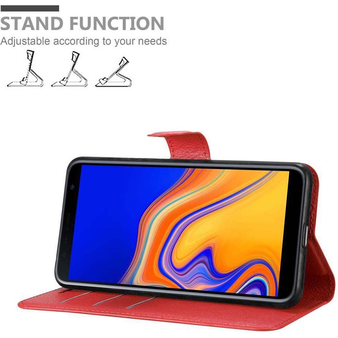Thumbnail - Cadorabo Book mit Standfunktion Cover (Samsung Galaxy J6+), Smartphone Hülle, Rot