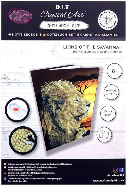 Produktbild Craft Buddy Löwen der Savannah, Crystal Art Notizbuch