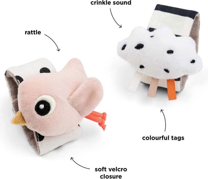 Actual product image Done by Deer Rasseln & Greiflinge Rasselarmband 2er Pack - Happy Clouds -