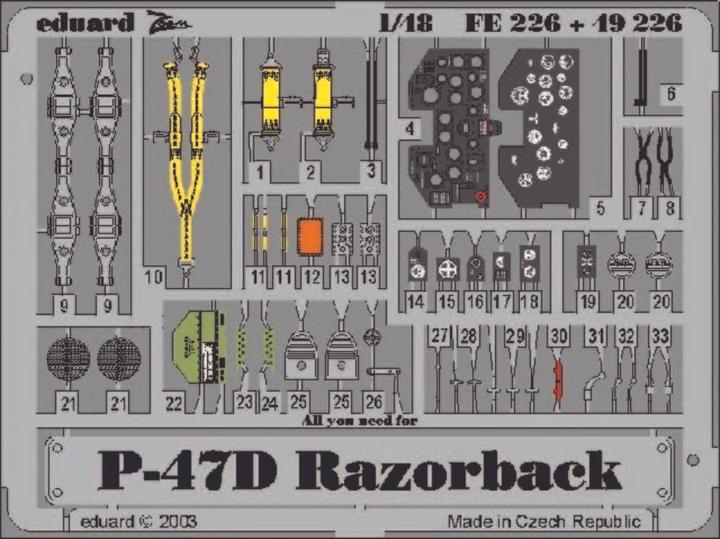 Image du produit Eduard P-47D Razorback pour kit Tamiya