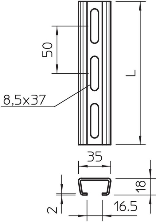 Produktbild OBO Bettermann Profilschiene 1112708 (2000 mm)