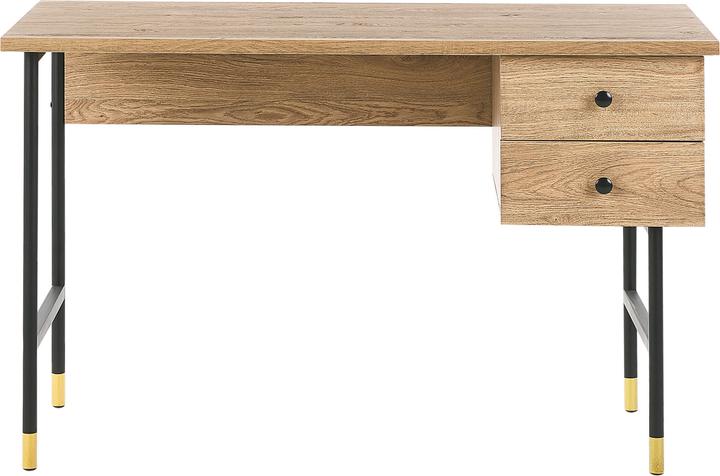 Produktbild Beliani Schreibtisch schwarz / heller Holzfarbton 120 x 60 cm 2 Schubladen ABILEN (120 x 60 x 77 cm)