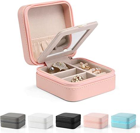 Produktbild Only-Bags.Store Schmuckkästchen Reise, Schmuckbox Klein, für Ringe Ohrringe mit Spiegel Jewelry Box