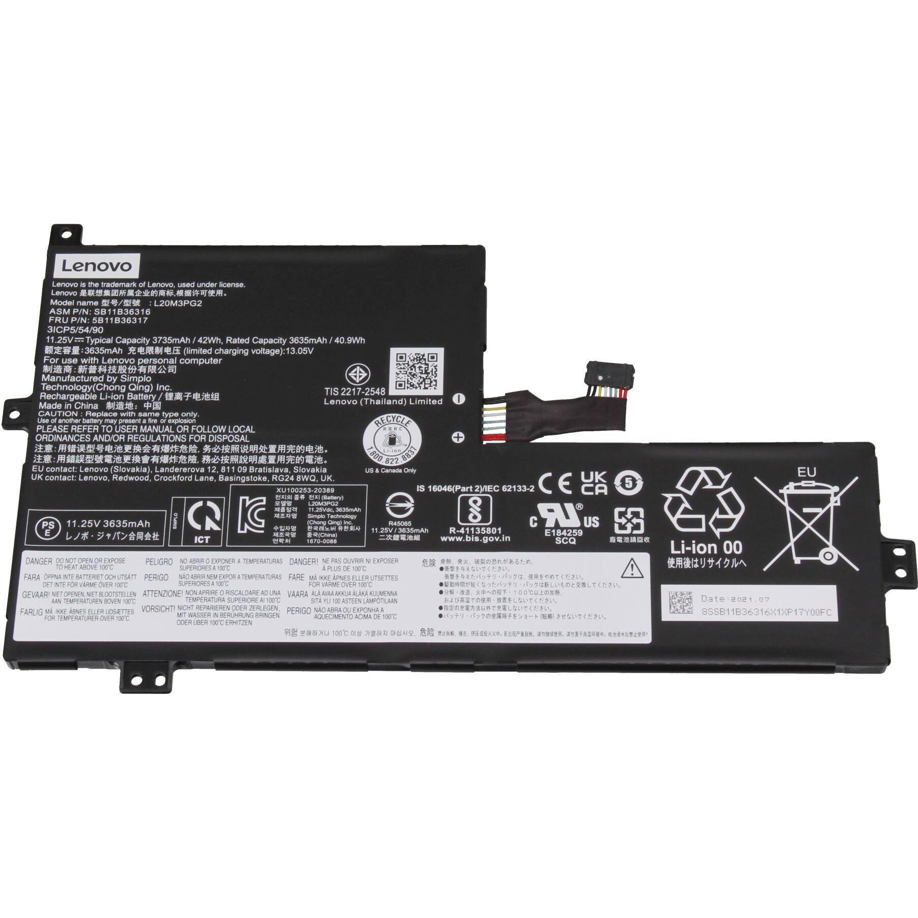 Lenovo 5B11B36309 (3 Zellen, 3735 mAh), Notebook Akku