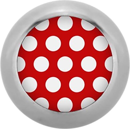 Produktbild Star Piercing Micro Kugel High Polished mit Polka Dots rot/weiss (Chirurgenstahl 316L, ohne Messing)