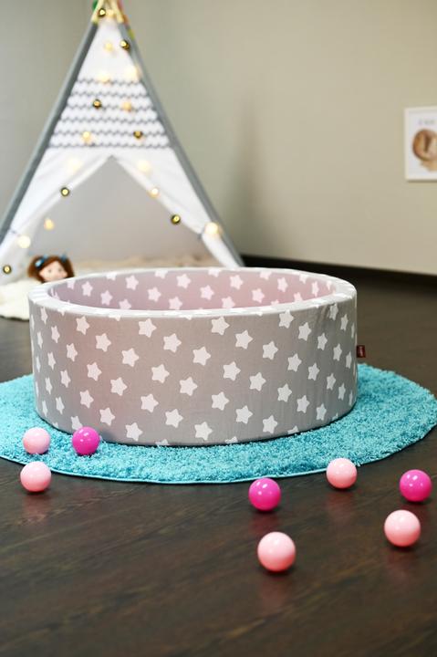 Image du produit Knorrtoys Piscine à balles soft - "Grey white stars" - 300 balls soft pink (ca. 6cm diamètre)