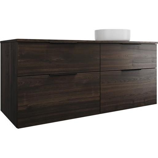 burgbad, Badmöbelset, Eqio Keramik-Aufsatzwaschtisch rechts, rund, inklusive Waschtischunterschrank, Breite 1400m