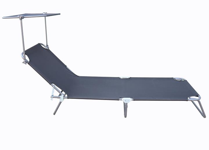 Actual product image VCM Sun lounger deck chair with sun canopy (185 cm)