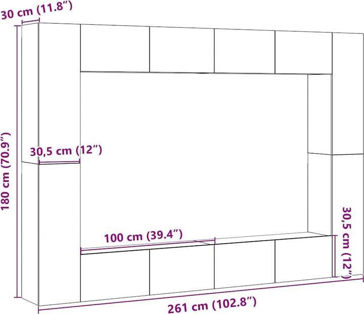 Produktbild vidaXL 3328978 (100 x 30 x 90 cm)