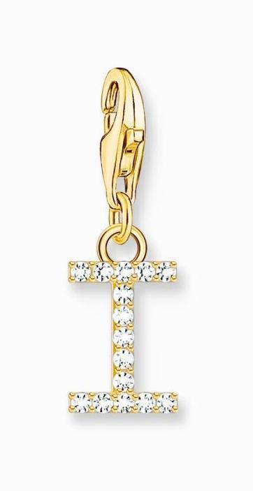 Actual product image Thomas Sabo Charm Pendant Letter I with White Stones Gold Plated (925 silver)