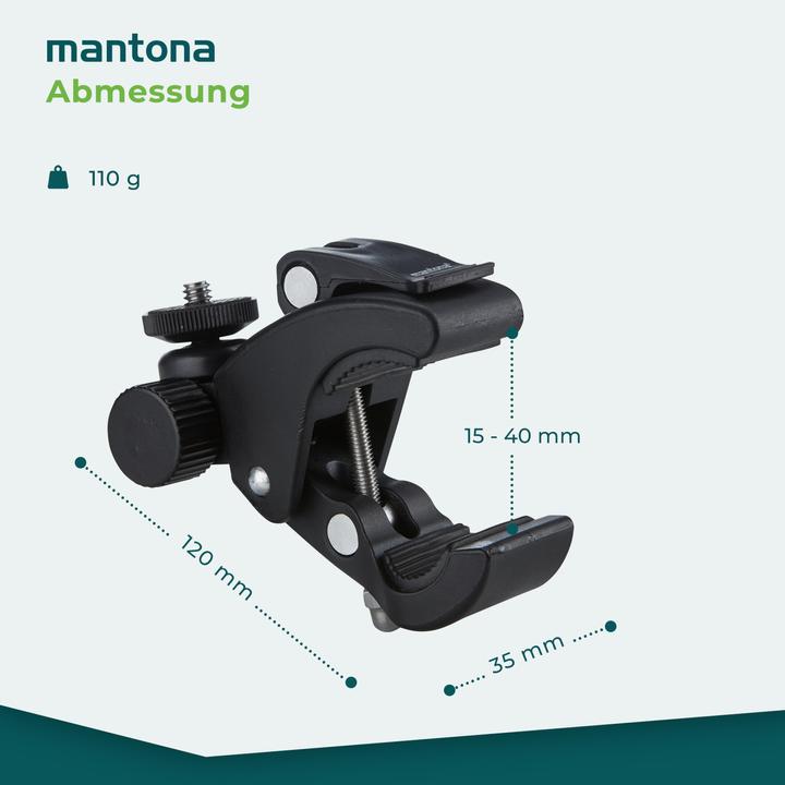 Actual product image mantona Clamp mounting XL (Hero 3, Hero 3+, Hero 4, Hero 2, hero 5, Hero 6, Hero 7)