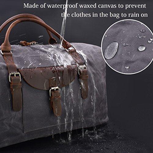 Produktbild Only-Bags.Store Reisetaschen Herren Leder Wasserdicht Canvas Weekender Tasche