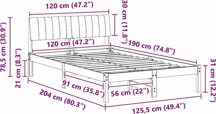 Image du produit vidaXL Plattformbettgestell (120 x 190 cm)