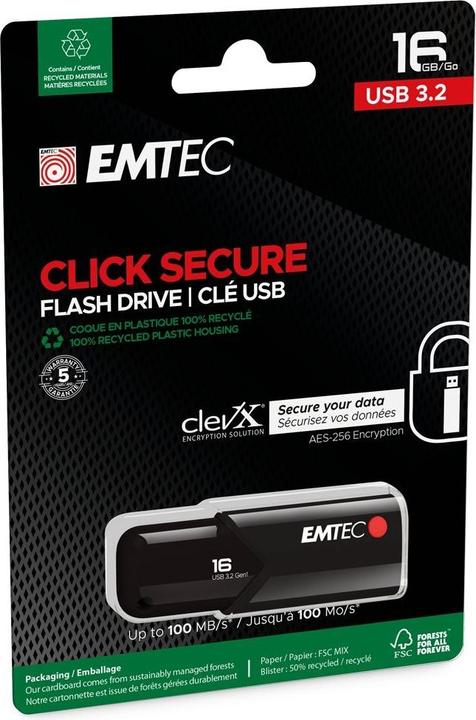 Actual product image Emtec B120 Click Secure (16 GB, USB-A)