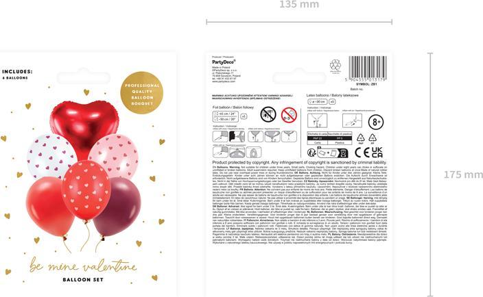 Produktbild Partydeco Balloon set Be mine valentine, mix (1 pkt / 6 pc.) (6 x)