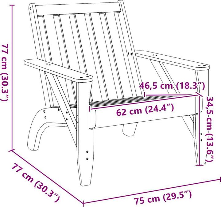Productafbeelding vidaXL Adirondack tuinstoel 75x77x77 cm massief houten Douglas tuinstoel