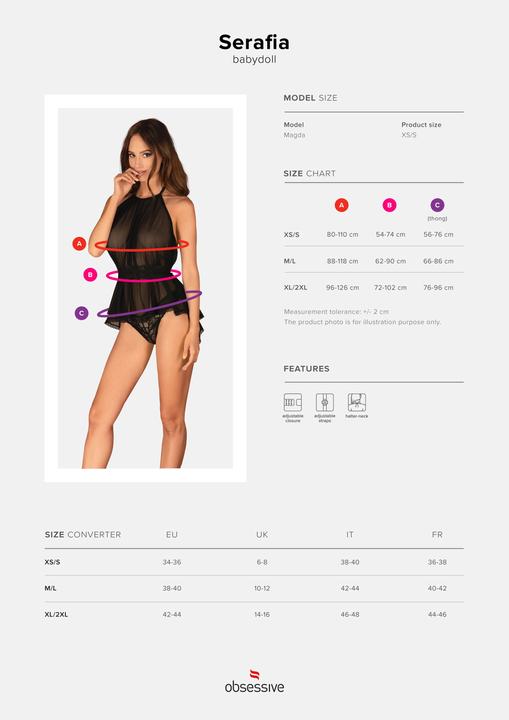 Productafbeelding Obsessive Serafia Babydoll & String M/L (M, L)
