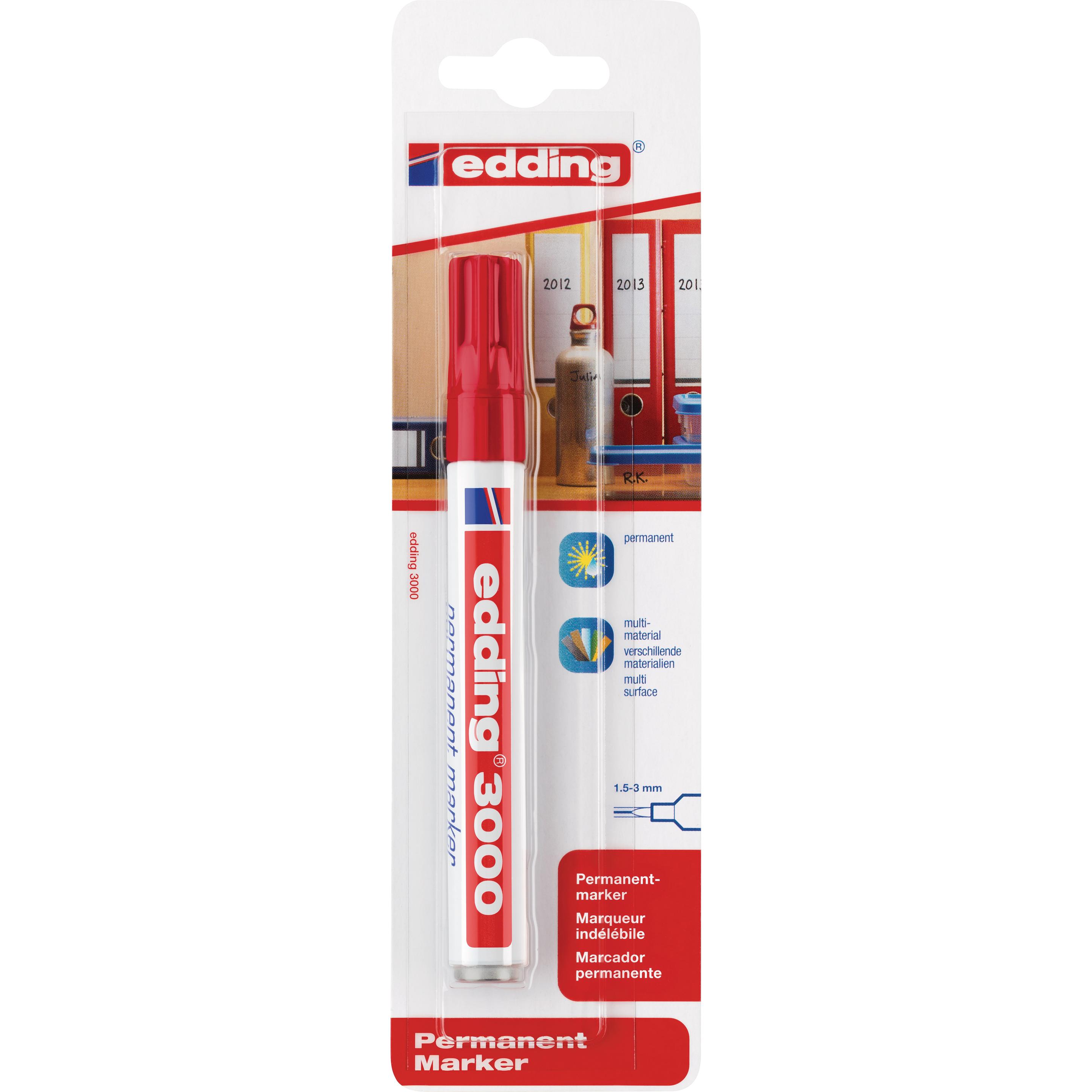 Edding, Marker, Permanent Marker 3000 (Rot, 3 mm, 1 x)