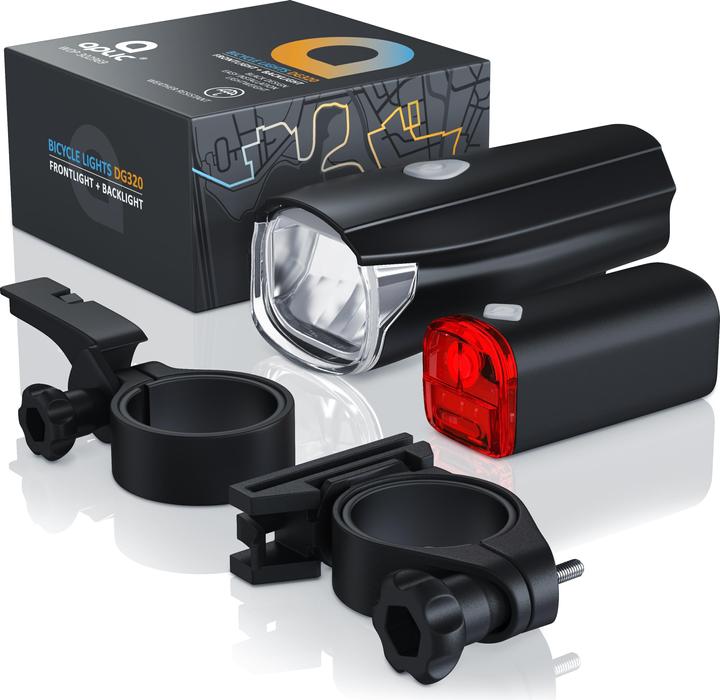 Produktbild Aplic LED Velobeleuchtung Fahrradlicht Set, StVZO zugelassen - Fahrradlampe Fahrradlicht Fahrradlampenset (30 lm)