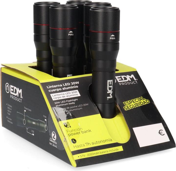 Produktbild EDM Taschenlampe 36445 20 W 1800 Lm Power Bank Aufladbar (14.50 cm, 1800 lm)