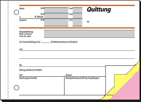 Actual product image Sigel Form book "Receipt", with VAT statement, A6 landscape (40 x)