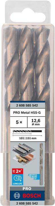 Produktbild Bosch Professional Zubehör PRO Metal HSS-G Spiralbohrer, 12,6 x 101 x 151 mm (12.6 mm)