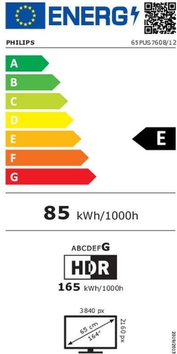 Energie-Label Philips 65PUS7608/12 (65", PUS7608, LED, 4K, 2023)