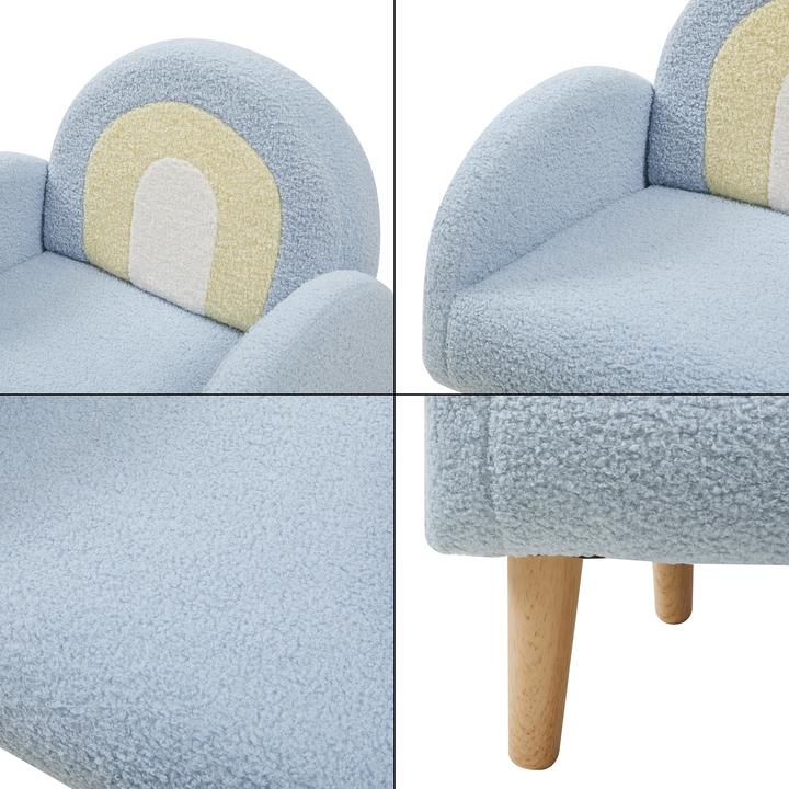Actual product image En.Casa Kindersessel Sorreindi 50x50x45 cm Teddystoff Blau (Child armchair)
