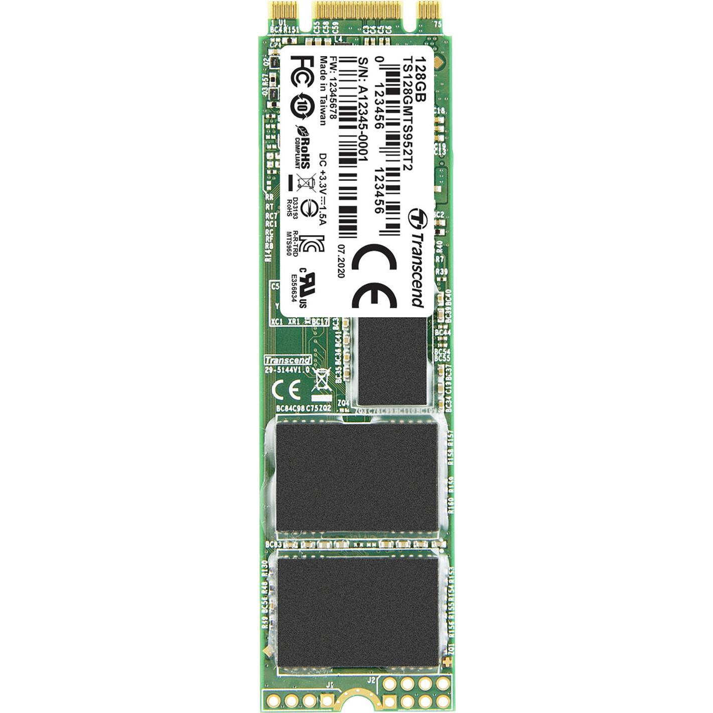 Transcend Interne M.2 PCIe NVMe SSD 2280 952T2 SATA III (128 GB, M.2 2280), SSD