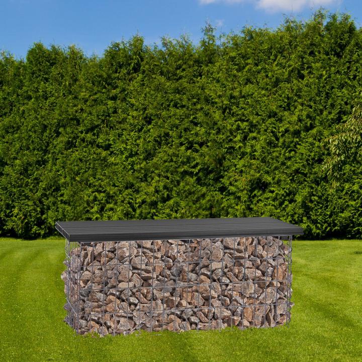 Produktbild Dema WPC Gabionenbank Gabione Steinkorb Bank Sitzbank Gartenbank anthrazit 100x30 cm