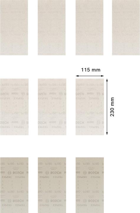 Image du produit Bosch Professional Zubehör EXPERT M480 Jeu de filets abrasifs, 115 x 230 mm, 10 pièces (80, 120, 180)