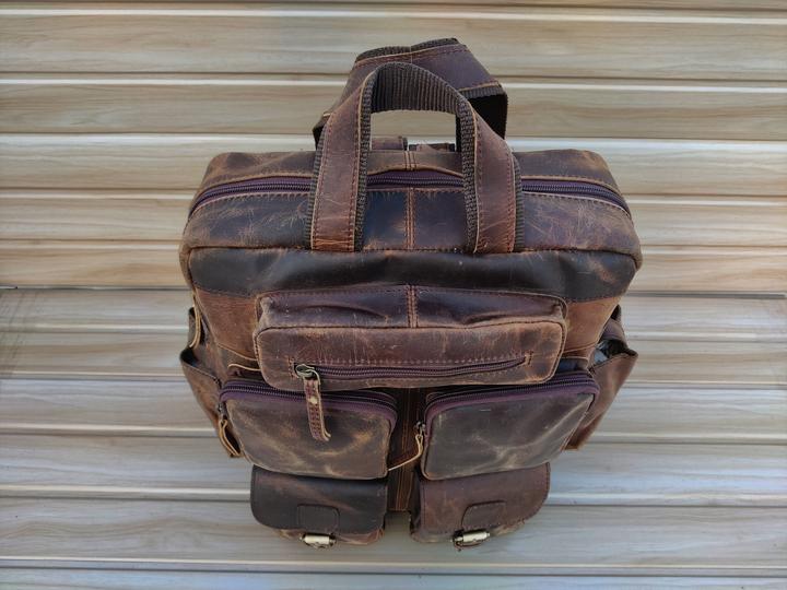 Actual product image Only-Bags.Store Leather laptop backpack, computer black genuine leather strap, back pack leather laptop