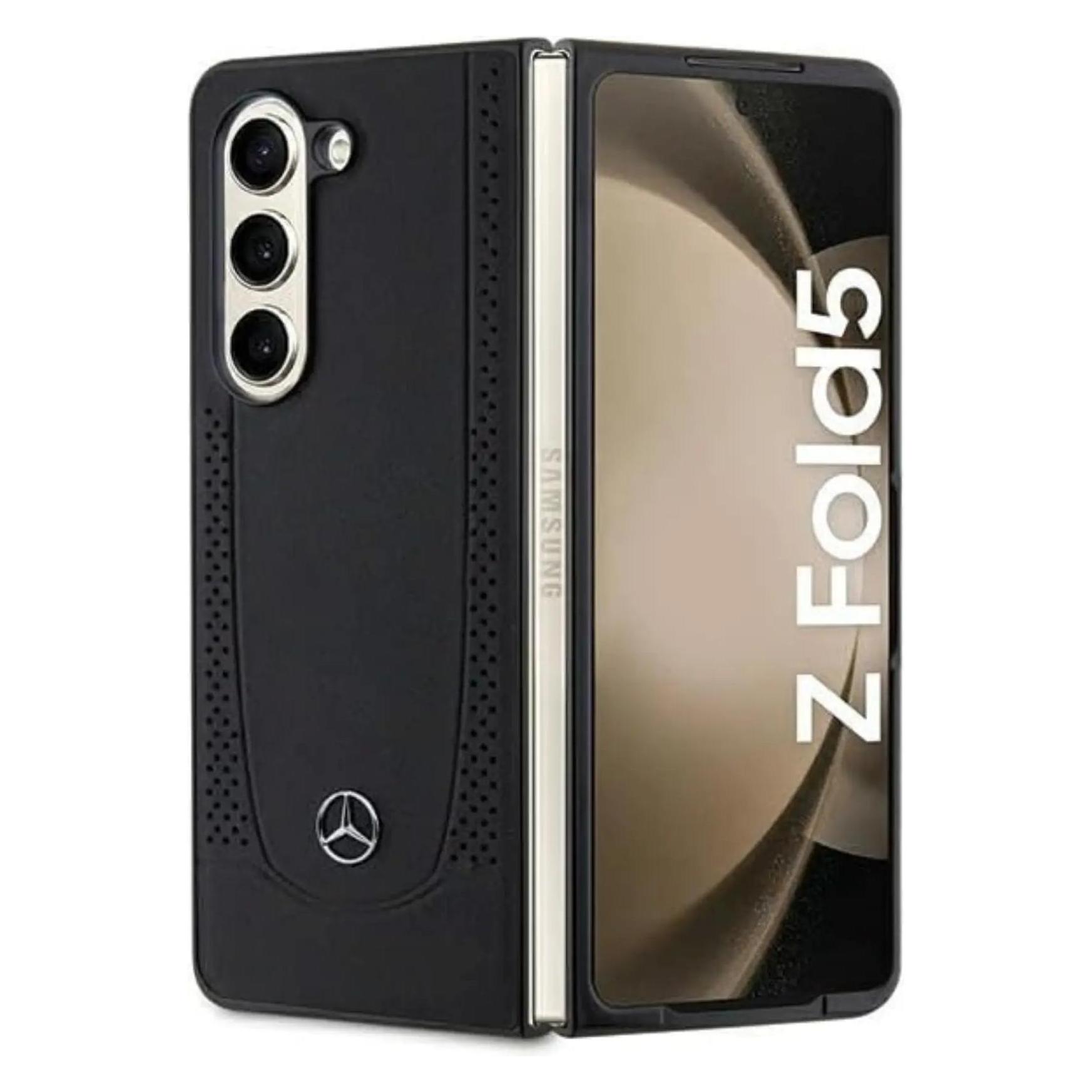 Mercedes MEHCZFD5ARMBK Z Fold5 F946 Czarny/black Hardcase Leather Urban (Samsung Galaxy Z Fold5), Smartphone Hülle, Schwarz
