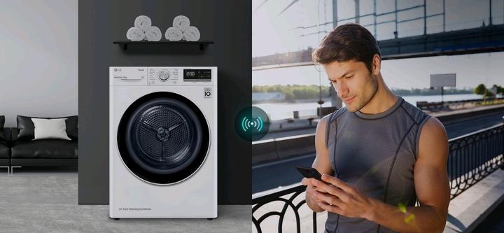Image du produit LG RH90V9AVHN Sèche-linge en pose libre Chargement frontal 9 kg A++ Blanc (9 kg, Gauche)