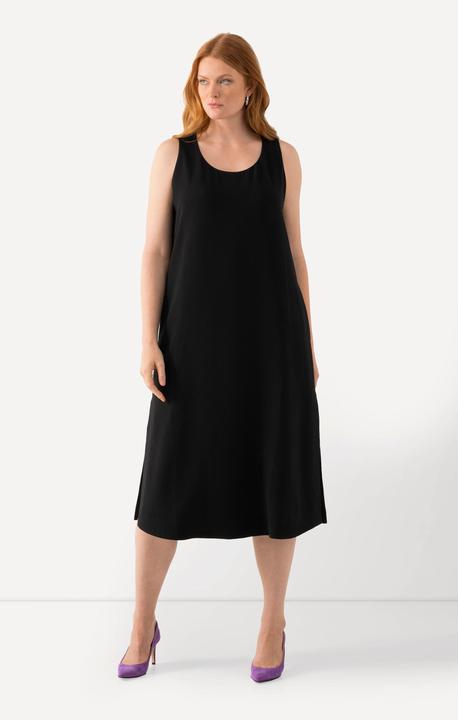 Produktbild Ulla Popken Acetat-Midikleid, A-Linie, Rundhals, ärmellos, Taschen (46, 48)