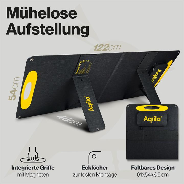 Produktbild Aqiila SUNBIRD P100 AQSO100SUN003 Solar-Ladegerät Ladestrom Solarzelle 4.88A 100W (100 W, 4.20 kg)