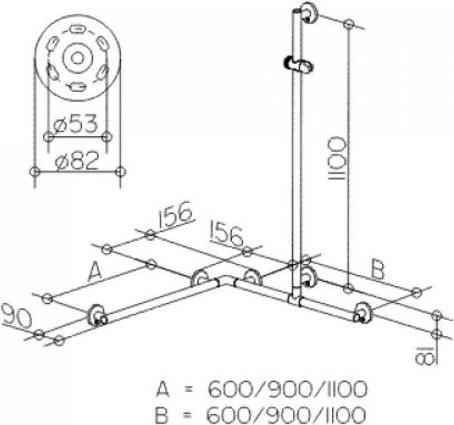 Actual product image Keuco Shower handrail PLAN CARE m Bsta 1097/1097/1263mm vc
