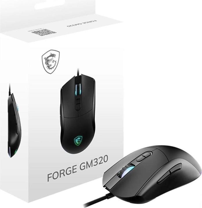 Actual product image MSI Forge GM320 Gaming Maus, Black, USB (Cable)