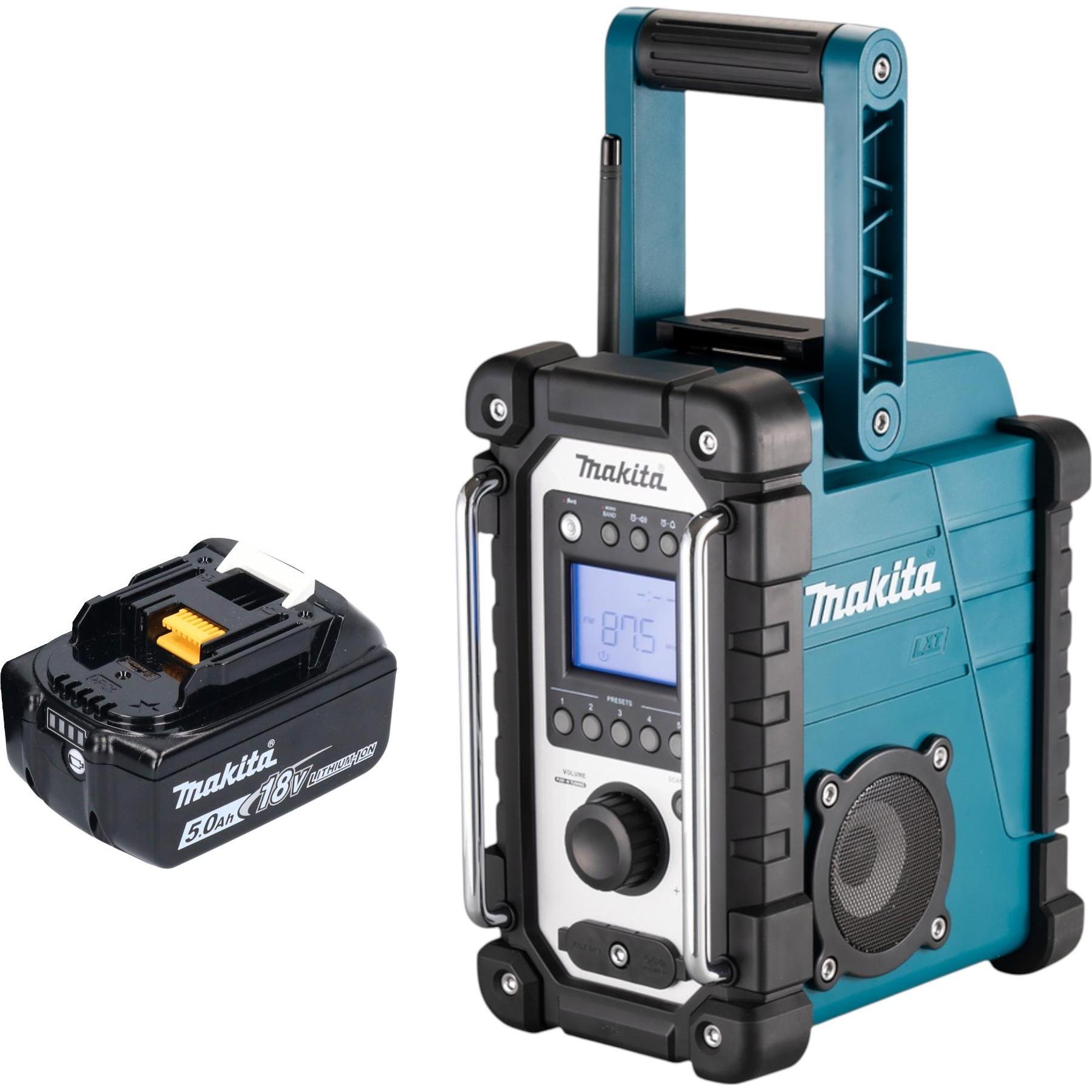 Makita DMR 116 T1 Radio da cantiere ricaricabile 14,4 - 18 V AM FM AUX + 1x batteria ricaricabile 5,0 Ah - (AM, FM), Radio