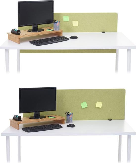 Produktbild Mendler Akustik-Tischtrennwand, Büro-Sichtschutz Schreibtisch Pinnwand, doppelwandig Stoff/Textil - 140x60cm (140 x 60 x 2 cm)