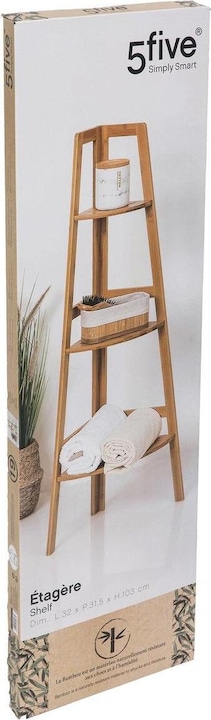 Actual product image 5Five Corner shelf with 3 levels - Bamboo