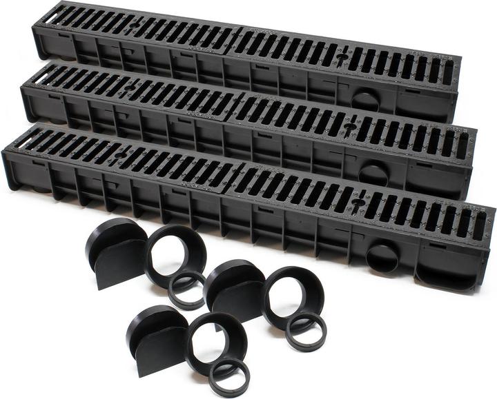 Immagine prodotto Wiltec Caniveau 3x1m Grille recouvrement 12,5t Fonte Drainage Eaux usées Rigole Grille évacuation Garage