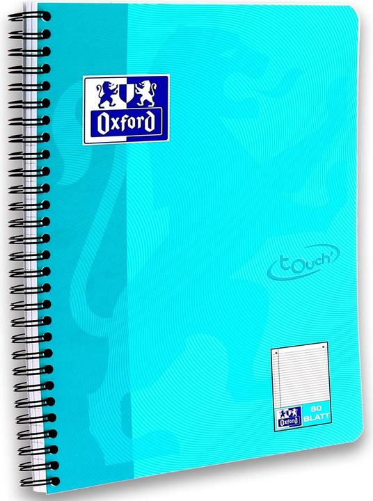 Actual product image Oxford Notebook Touch Collegeblock L27, B5, Lined, Aqua, 5 pieces (B5, Lined, Hardcover)