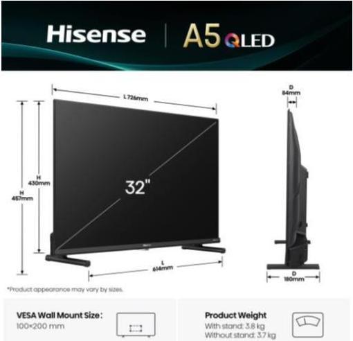 Actual product image Hisense TV 32ï¿½A59Qï¿½QLED FHD SMART VIDAA U9 (32A59Q) (32", QLED, Full HD)
