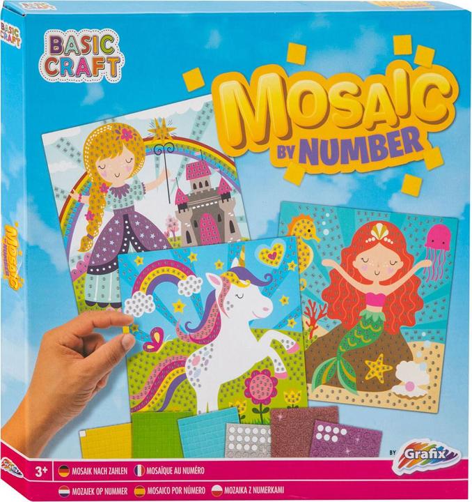 Produktbild Grafix Mosaik nach Zahlen - Einhorn, Prinzessin und Meerjungfrau
