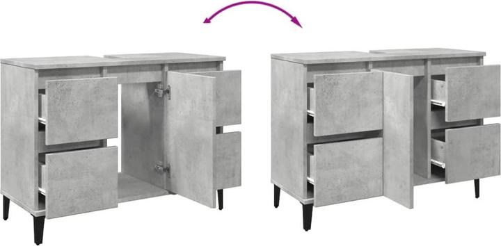 Produktbild VidaXL Waschbeckenunterschrank Unterschrank Badschrank Betongrau Holzwerkstoff (80 x 33 x 60 cm)