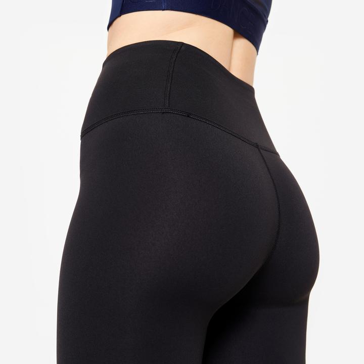 Produktbild Domyos Tanz-Leggings Damen flacher hoher Taillenbund Modern Dance - schwarz
