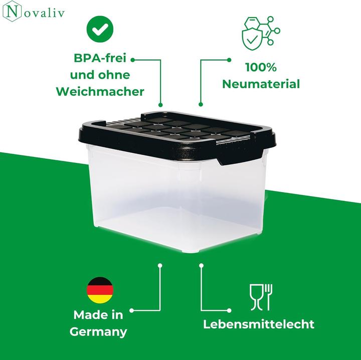 Image du produit Novaliv 8x Aufbewahrungsboxen mit Deckel klein 2 L Anthrazit Nestbar stapelbare Plastikboxen mit Cli (2 l)