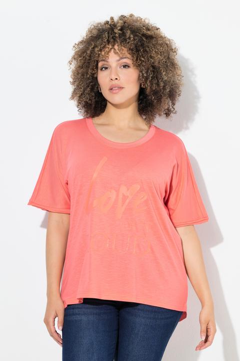 Image du produit Ulla Popken T-shirt oversize avec message, manches courtes et décolleté rond (54)